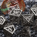 Sage's Dragonstones - Chained Noble Dragon Nickel Silver Hollow Metal Polyhedral Dice Set image 0