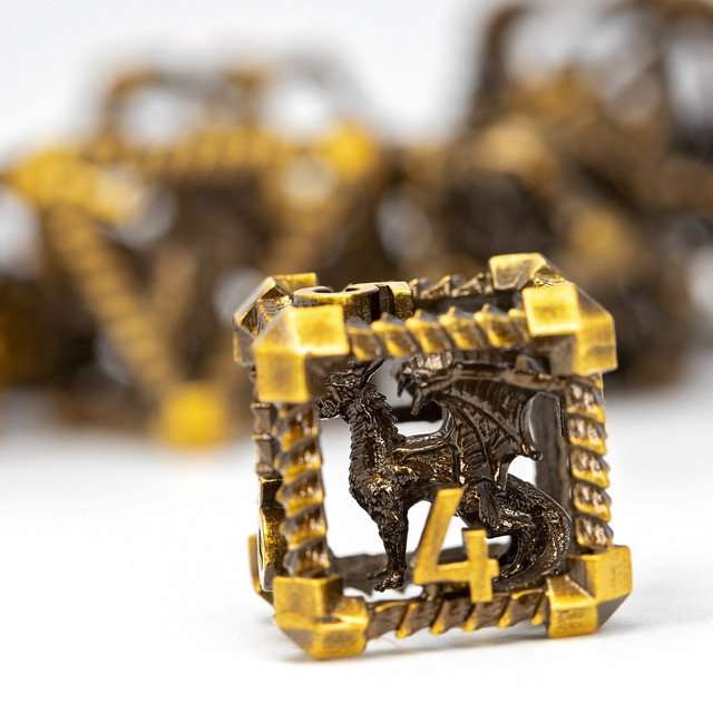 Sage's Draconic Prison Bronze Cage Hollow Metal Dice Set image 7