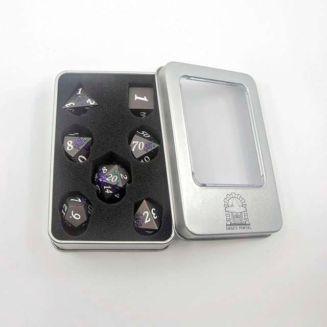 Sage's Petrified Flowers Black/Purple Metal Dice Set image 14