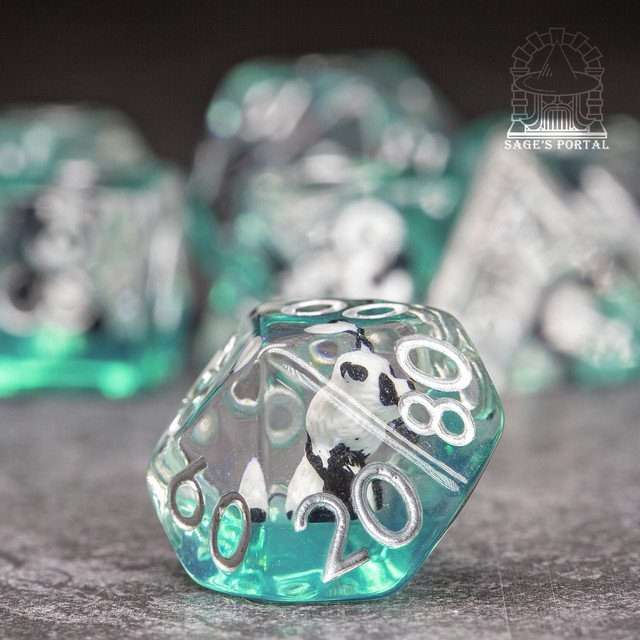 Sage's Baby Panda Familiar Resin Polyhedral Dice Set image 5