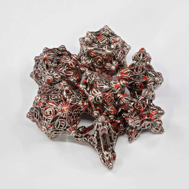 Sage’s Finials Silver Carnage Metal Polyhedral Dice Set image 15