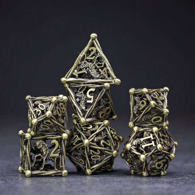 Sage's Ankeg Magical Creature Bronze Hollow Metal Polyhedral Dice Set image 7