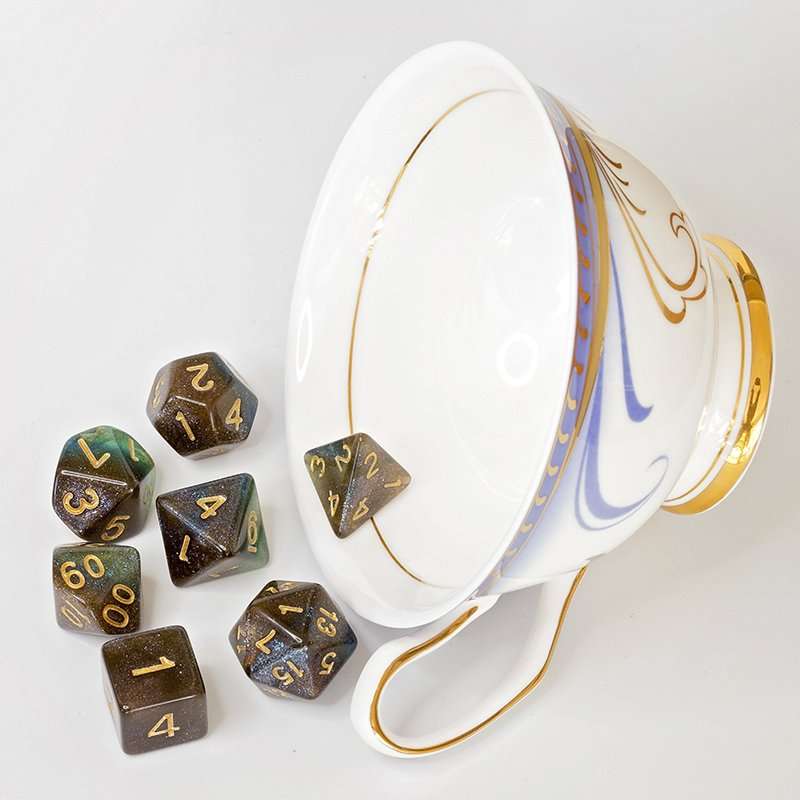 Sage's Shards - Blue/Green/Cola Glitter Polyhedral Dice Set image 11