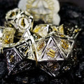 Sage's Knight's Valor - Truesilver Gold Ink Metal Polyhedral Dice Set image 0