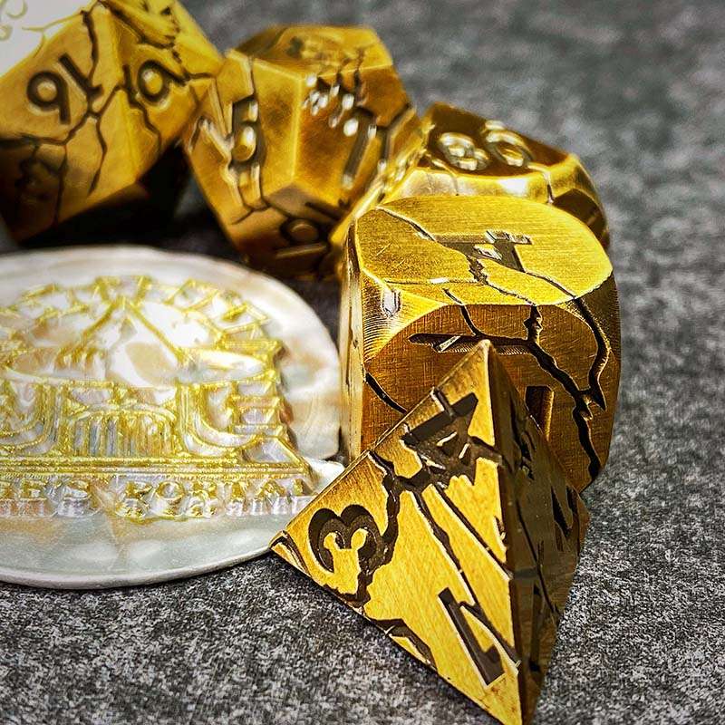 Sage's Relics of Antiquity - Burnished Gold Metal Polyhedral Dice image 10