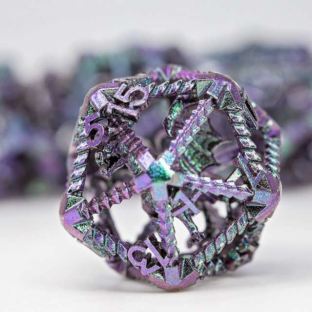 Sage's Draconic Prison Witch's Curse Cage Hollow Metal Dice Set image 1