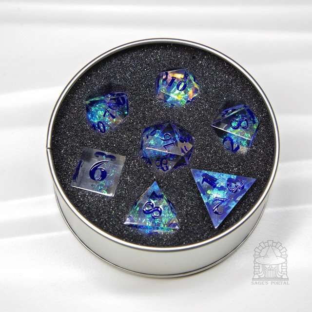 Sage's Crystals - Glacier Sharp Edge Resin Polyhedral Dice Set image 9