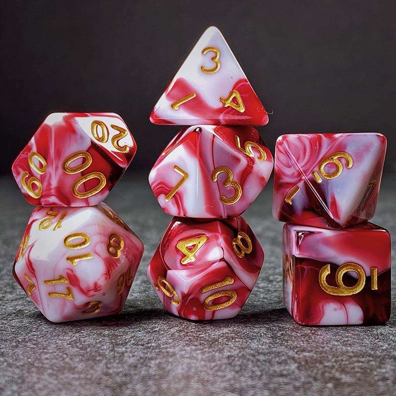 Sage's Stones - Red/White Acrylic Polyhedral Dice Set image 9