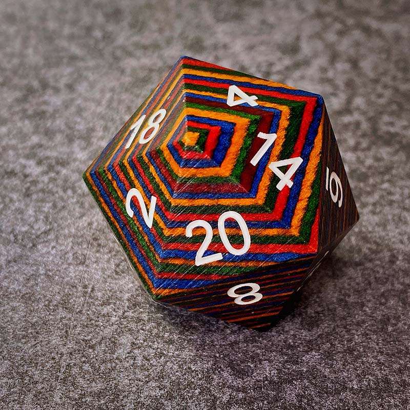 Sage's Trees - Rainbow Technical Wood 33mm D20 Die image 4