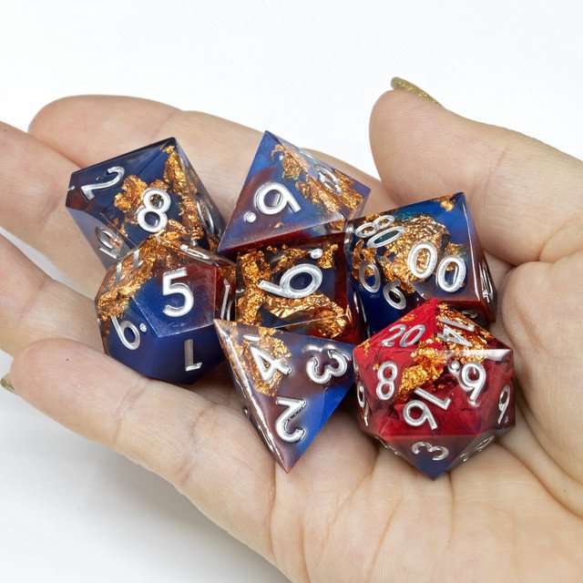 Sage's Geomancy Red/Blue Sharp Edge Resin Dice Set image 14