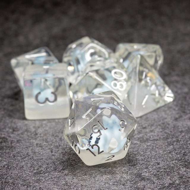 Sage's Baby Blue Seal Familiar Resin Polyhedral Dice Set image 1