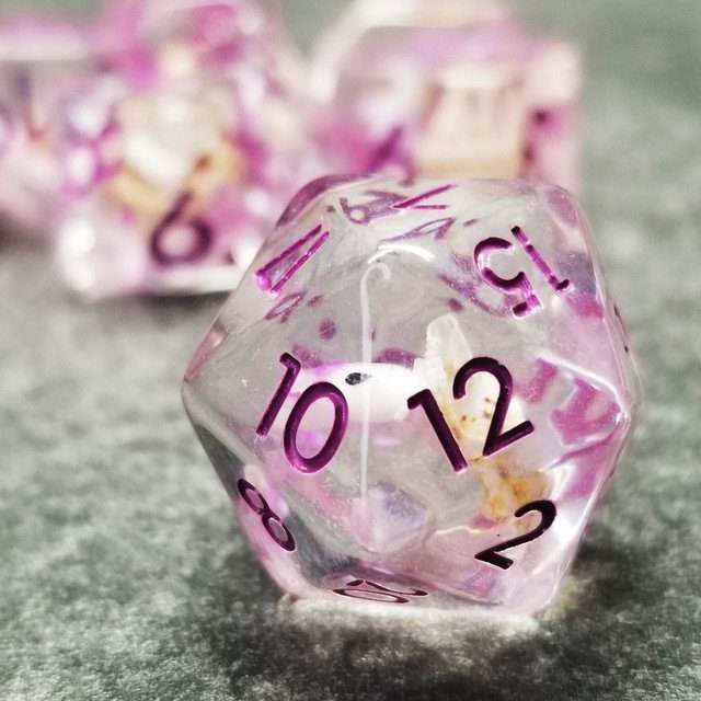 Sage's Familiars - Purple Fish and Sea Shell Familiar Resin Polyhedral Dice Set image 2