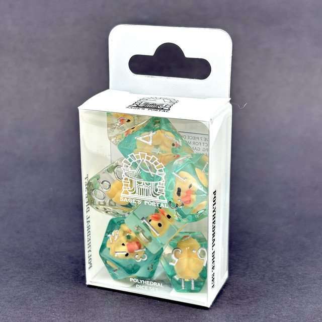 Sage's Yellow Duck Familiar Resin Polyhedral Dice Set image 6