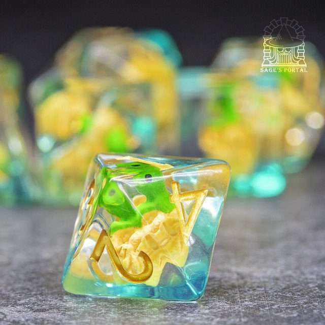Sage's Dragon Hatchling Familiar Resin Polyhedral Dice Set image 5