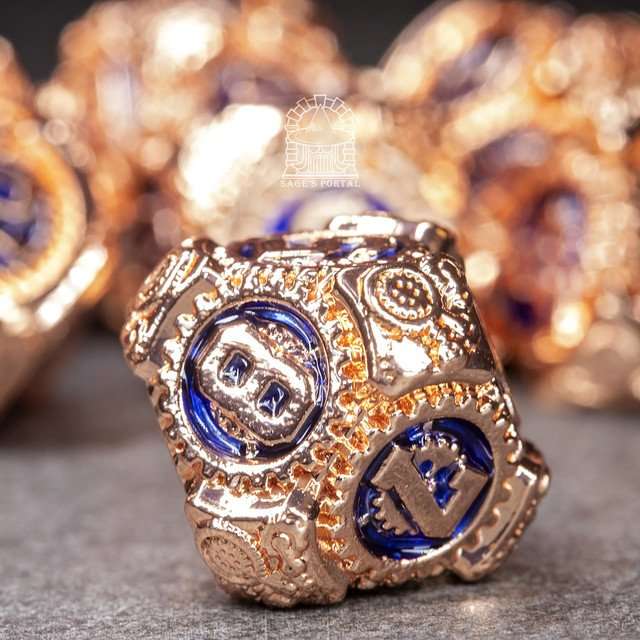 Sage's Artificer's Core Cobalt Essence Metal Polyhedral Dice Set image 4