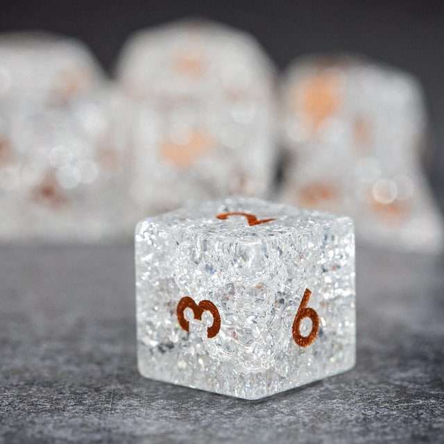 Sage's Kaleidoscopes Ice White Cracked Glass Gloss Finish Polyhedral Dice Set image 8