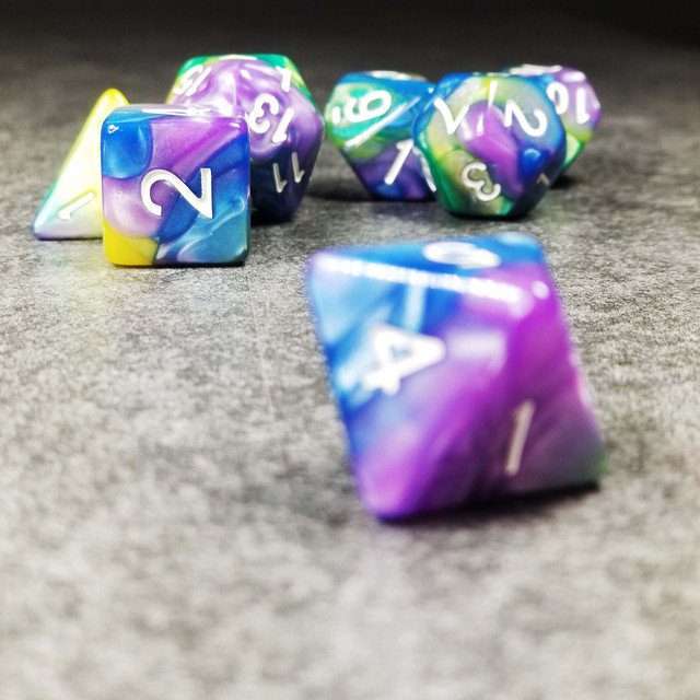 Sage's Stones - Purp/Blue/Green/Yellow Acrylic Polyhedral Dice Set image 4