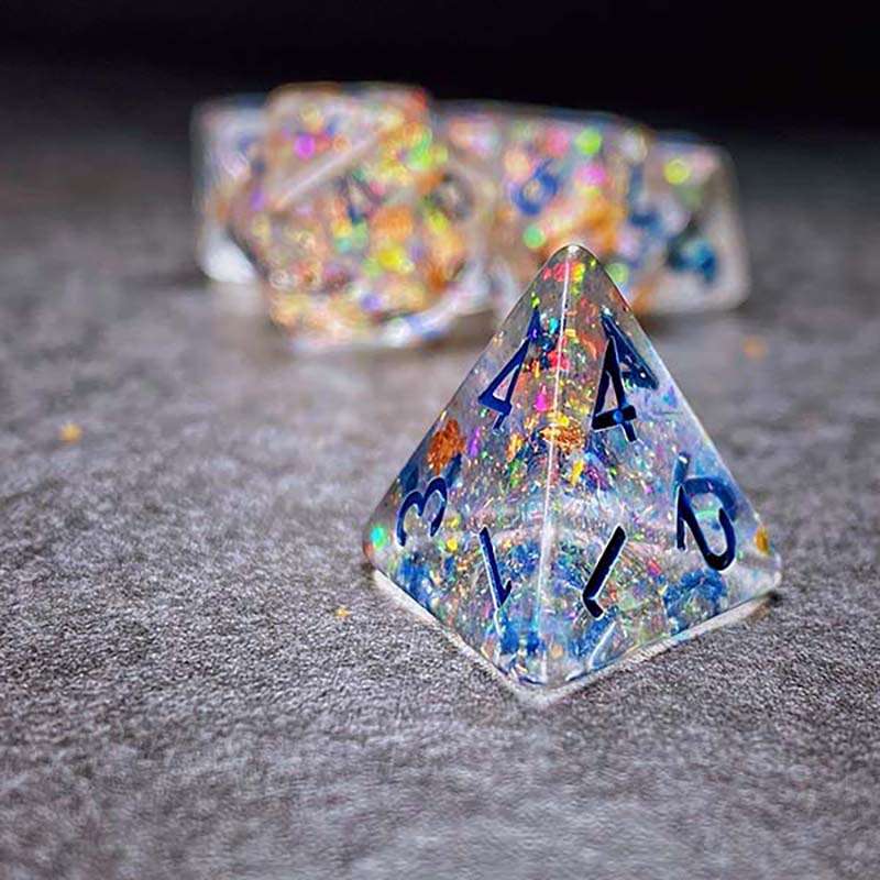 Sage's Cantrips - Transparent Glitter Copper Foil Resin Polyhedral Dice Set image 7