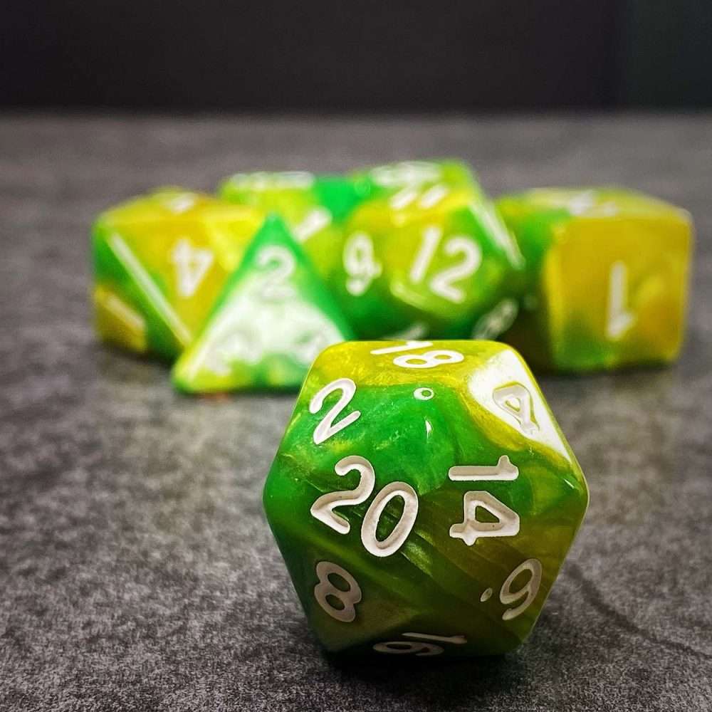 Sage's Stones - Green/Lime Acrylic Polyhedral Dice Set image 2