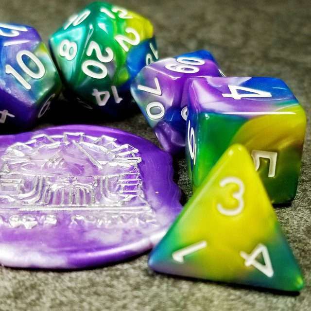 Sage's Stones - Purp/Blue/Green/Yellow Acrylic Polyhedral Dice Set image 16