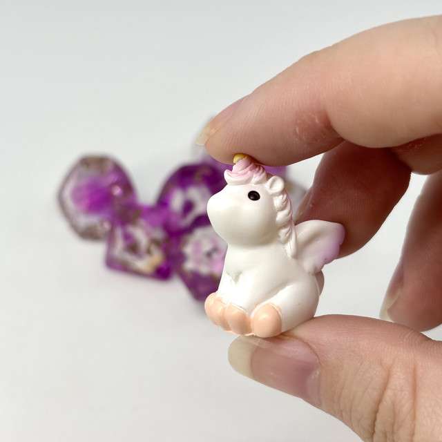 Sage's Baby Unicorn Familiar Resin Polyhedral Dice Set image 5