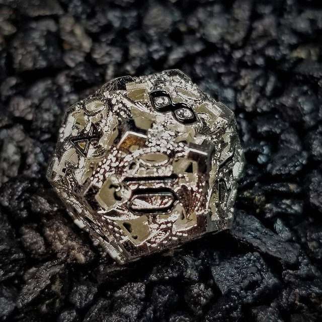 Sage's Dragonstones - Silver Noble Dragon Hollow Metal Polyhedral Dice Set image 30