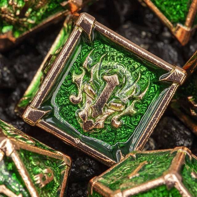 Sage's Grave Fortune Verdant Death Metal Polyhedral Dice Set image 15