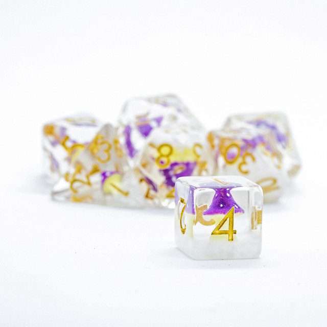 Sage's Familiars - Purple Magic Shrooms Resin Polyhedral Dice Set image 7