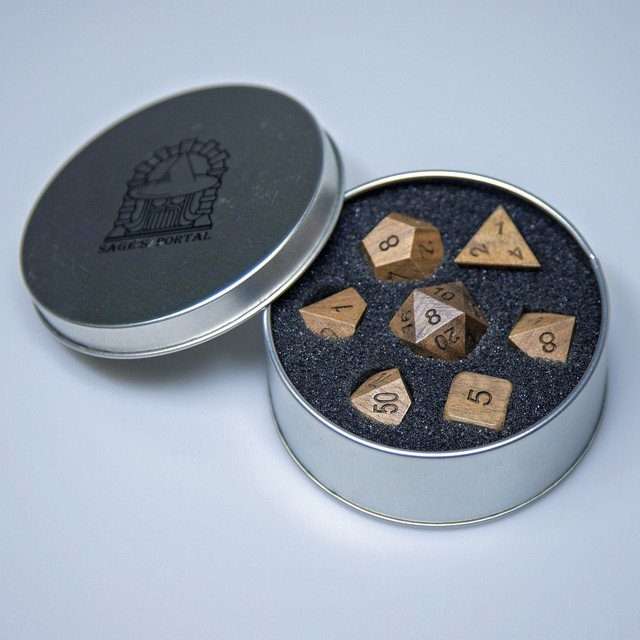 Sage's Trees - Black Walnut Oversized Wood Natural Ink Polyhedral Dice Set image 10