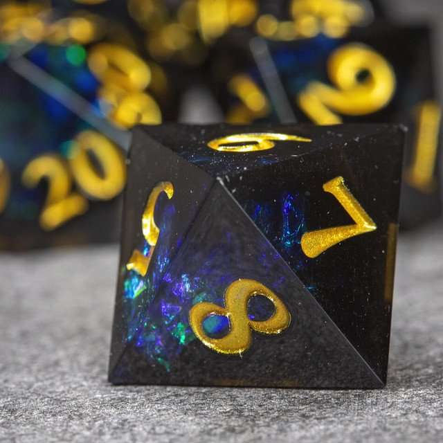 Sage's Crystals - Midnight Sharp Edge Resin Polyhedral Dice Set image 6