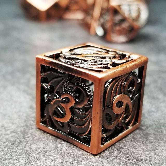 Sage's Dragonstones - Elder Dragon Copper Hollow Metal Polyhedral Dice Set image 14
