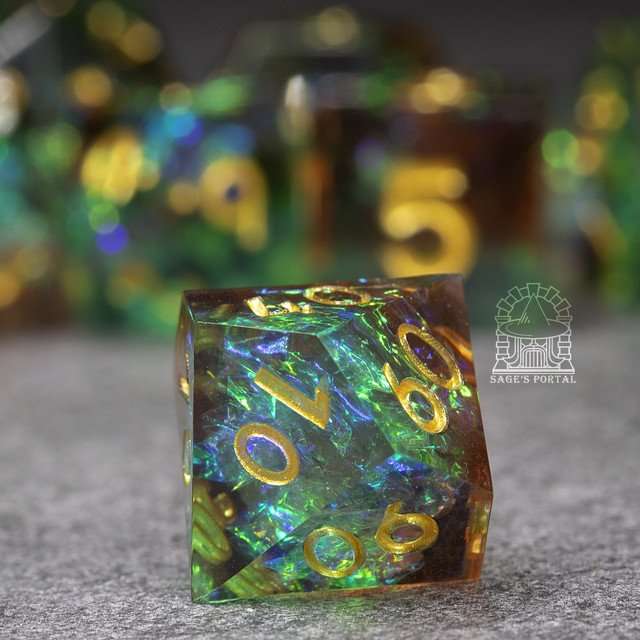 Sage's Crystals - Autumn Sharp Edge Resin Polyhedral Dice Set image 4