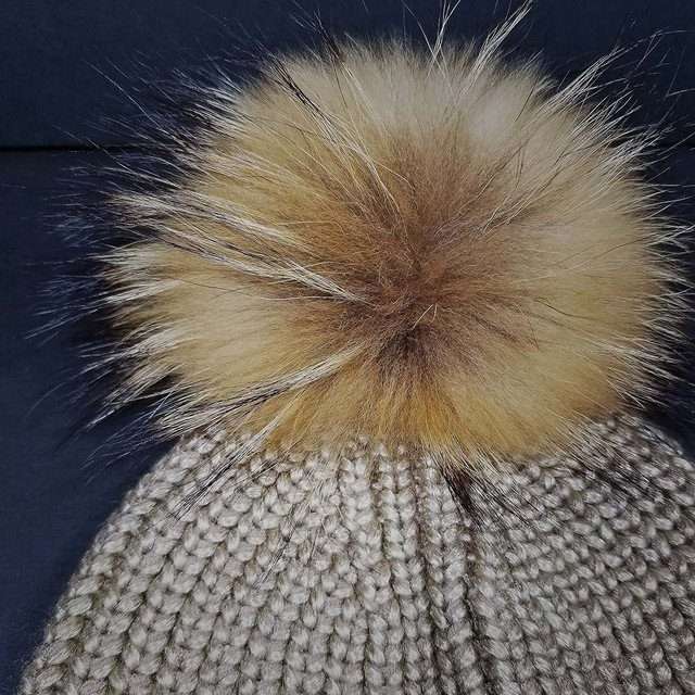 Sage’s Cap – Mocha Knit Beanie with Raccoon Pompom image 2