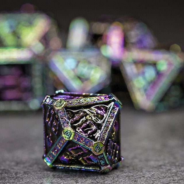 Sage's Lich's Phylactery Black/Rainbow Metal Polyhedral Dice Set image 5
