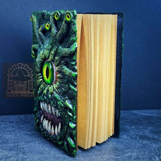 Green Eye Tyrant Notebook Gift Set | Handmade Notebook for TTRPG, Sketchbook, Diary image 12