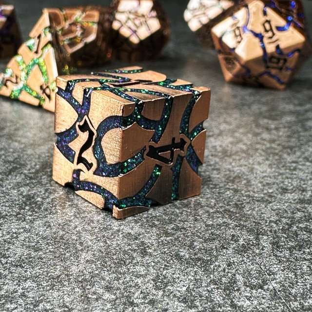 Sage's Warp Stones Copper Galaxy Metal Polyhedral Dice Set image 1