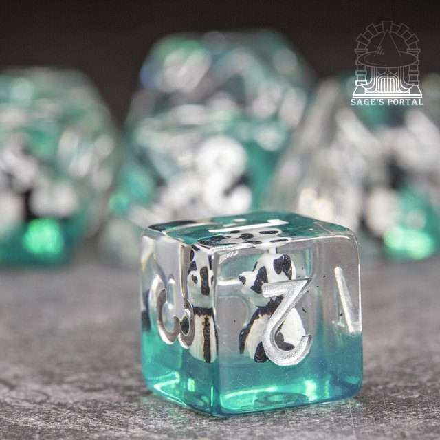 Sage's Baby Panda Familiar Resin Polyhedral Dice Set image 6