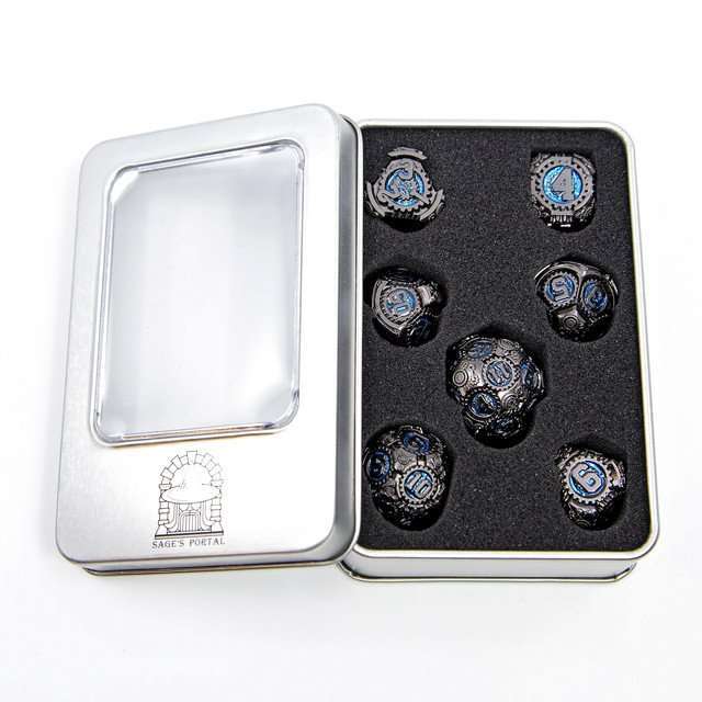 Sage's Artificer's Core Cerulean Essence Metal Polyhedral Dice Set image 13