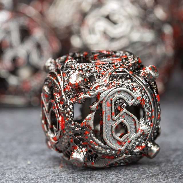 Sage’s Ouroboros Nickel Carnage Hollow Metal Polyhedral Dice Set image 7