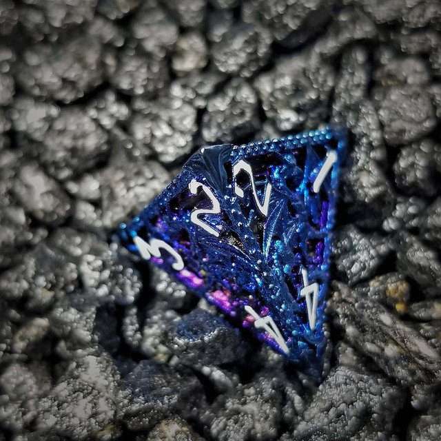 Sage's Dragonstones - Blue Noble Dragon Hollow Metal Polyhedral Dice Set image 15
