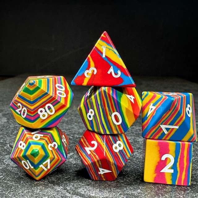 Sage's Treasures Gemstone Pastel Stripes Polyhedral Dice Set image 10