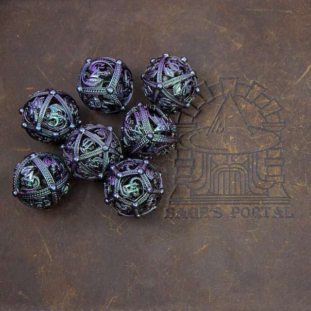 Sage’s Dragon Orb Deadly Nightshade Hollow Metal Dice Set image 12