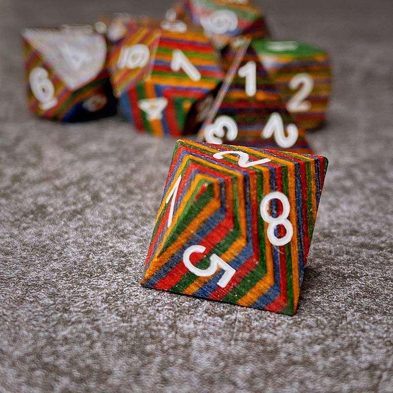 Sage's Trees - Rainbow Technical Wood Polyhedral Dice Set image 5