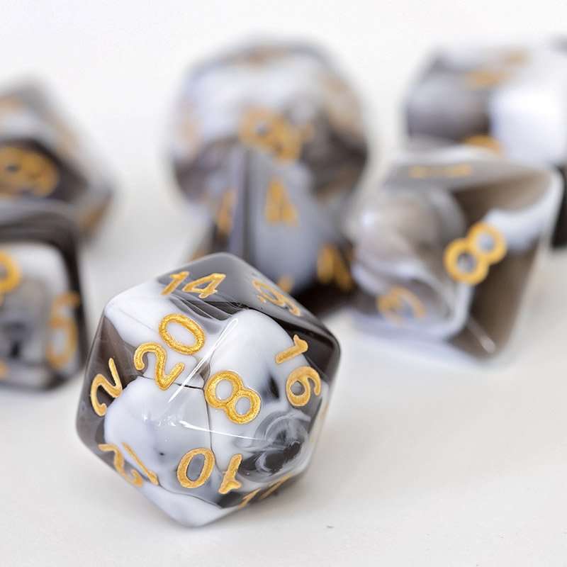 Sage's Stones -White/Mica Acrylic Polyhedral Dice Set image 5