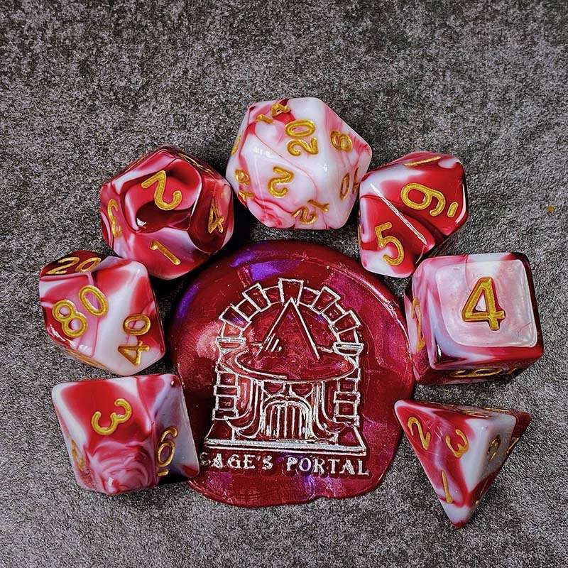 Sage's Stones - Red/White Acrylic Polyhedral Dice Set image 12