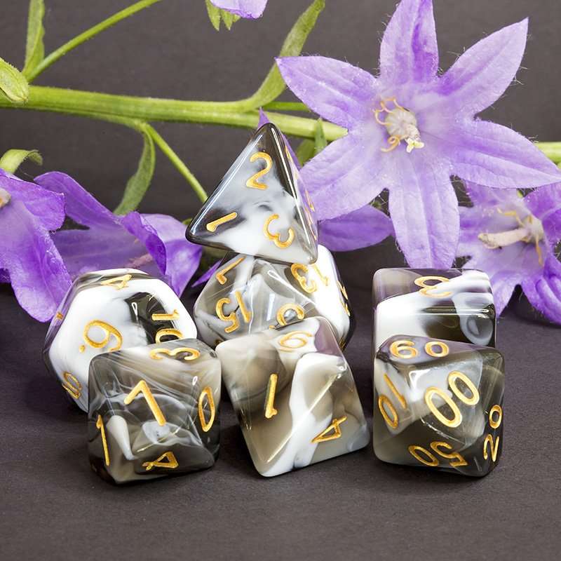 Sage's Stones -White/Mica Acrylic Polyhedral Dice Set image 15