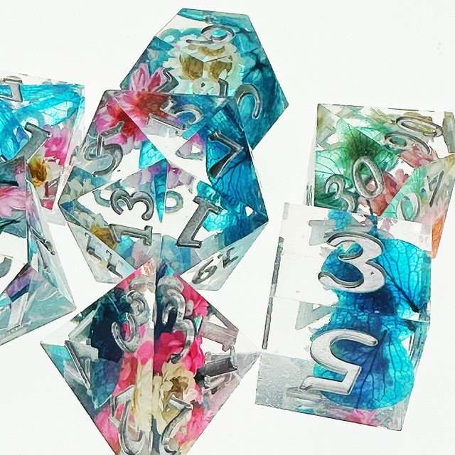 Sage's Spring Florets Sharp Edge Resin Dice Set image 7