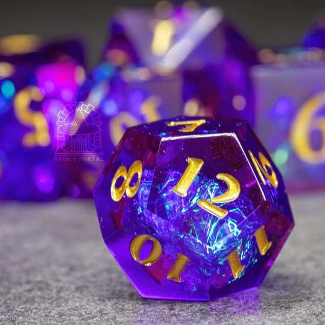 Sage's Crystals - Twilight Sharp Edge Resin Polyhedral Dice Set image 5