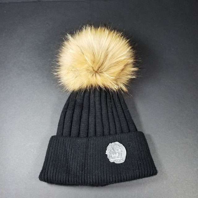 Sage's Cap - Black Wool Beanie with Raccoon Pompom image 16