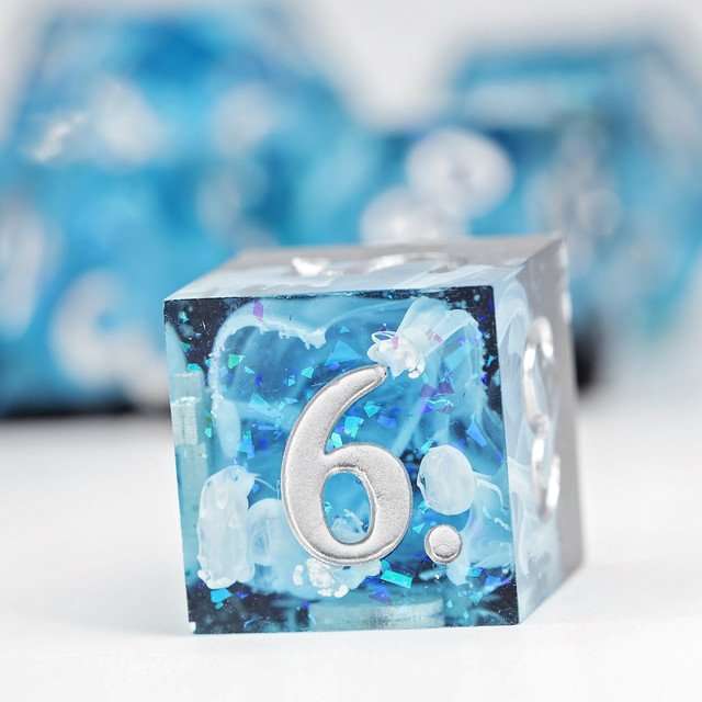 Sage's Ice Flames Sharp Edge Resin Polyhedral Dice Set image 6